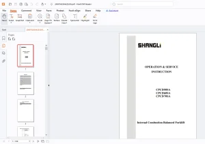 Shangli CPCD50SA CPCD60SA CPCD70SA Operation & Service Instruction Manual PDF