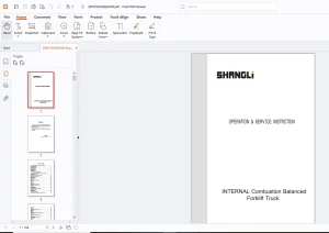 Shangli Forklift Truck 1-3T Operation & Service Instruction Manual - PDF