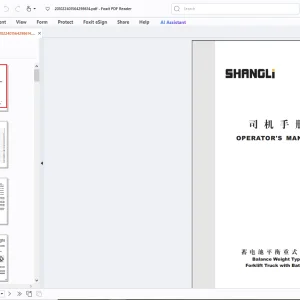 Shangli Truck CPD 10 CPD 15 CPD 10S CPD 15S CPD 20 CPD 25 CPD 30 Operators Manual - PDF