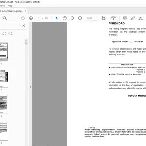 Toyota 2004 Land Cruiser UZJ100 Series Electrical Wiring Diagram Manual EWD548U PDF