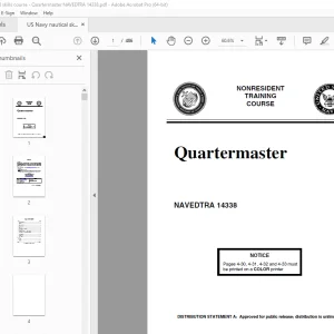 US Navy nautical skills course Quartermaster NAVEDTRA 14338 PDF