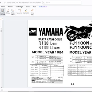 Yamaha FJ1100 L(50H) FJ1100 LC(47M) 1984-1985 Part Manual - PDF
