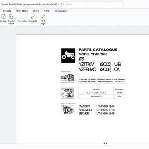 Yamaha R6 YZFR6V 2005 U49 YZFR6VC 2006 CA Parts Manual - PDF