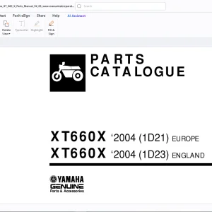 Yamaha XT660X 2004 (1D21) EUROPE XT660X 2004(1D23) England Parts Manual PDF