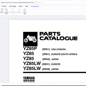 Yamaha YZ85P(5PA1) YZ85(5PA1) YZ85(5PA3) YZ85LW(5SH1) YZ85LW(5SH3) Parts Manual PDF