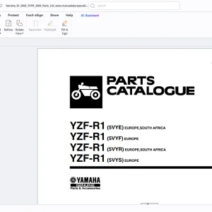 Yamaha YZF-R1(5VYE) YZF-R1(5VYF) YZF-R1(5VYR) YZF-R1 (5VYS) Parts Manual PDF