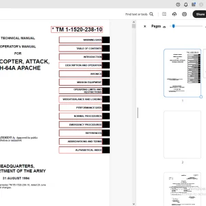 Apache AH-64A 1994 Helicopter Attack Operator’s Manual - PDF