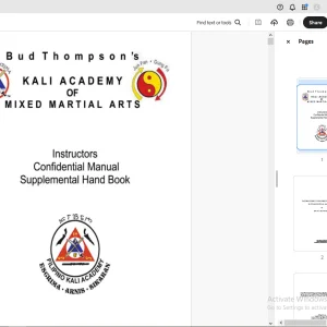 Bud Thompson's 2010 Mixed Material Arts Supplemental Hand Book Instructors Confidential Manual  - PDF