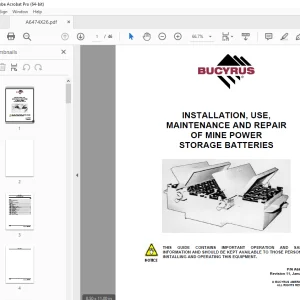 CAT BUCYRUS MINE POWER STORAGE BATTERIES USE, MAINTENANCE & REPAIR MANUAL PDF