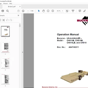 CAT Bucyrus Face Haulage 816-1083 Operation & Maintenance Manual BI631247 PDF