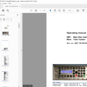 CAT DBT - Main filter station Operating Manual  - PDF DOWNLOAD