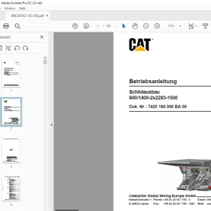 CAT Schildausbau 600/1400-2x2283-1500 Betriebsanleitung -  PDF DOWNLOAD