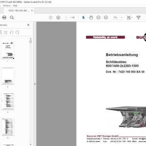 Cat BUCYRUS Schildausbau 600/1400-2x2283-1500 Betriebsanleitung - PDF DOWNLOAD