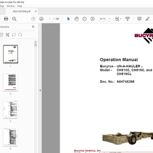 Cat Bucyrus CH810C, CH816C & CH816CL Operation Manual - PDF DOWNLOAD