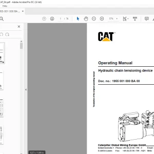 Cat Bucyrus Hydraulic chain tensioning device Operating Manual - PDF DOWNLOAD