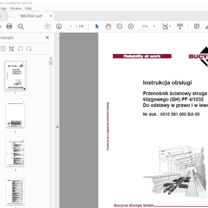 Cat Bucyrus Przenośnik ścianowy struga ślizgowego (GH) PF 4/1032 Do odstawy w prawo i w lewo Instrukcja obsługi BI623541 PDF