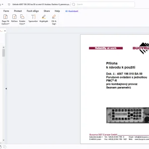 Cat Porubové ovládání s jednotkou PMC-R pro kombajnový provoz Seznam parametrů Příloha k návodu k použit - PDF