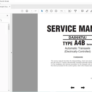 Daihatsu Type A4B Series Automatic Transaxle Service Manual - PDF