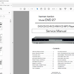 Harman kardon DVD 27 DVD/CD/CD-R/CD-RW/VCD MP3 Player Service Manual - PDF