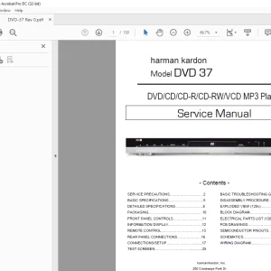 Harman kardon DVD 37 DVD/CD/CD-R/CD-RW/VCD MP3 Player Service Manual - PDF