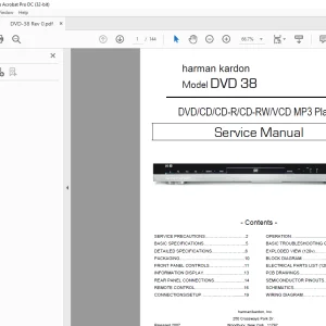 Harman kardon DVD 38 DVD/CD/CD-R/CD-RW/VCD MP3 Player Service Manual - PDF