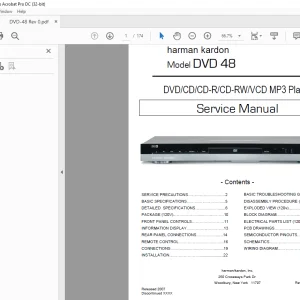 Harman kardon DVD 48 DVD/CD/CD-R/CD-RW/VCD MP3 Player Service Manual - PDF