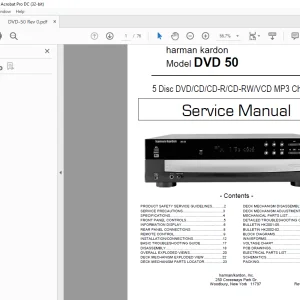 Harman kardon DVD 50 5 Disc DVD/CD/CD-R/CD-RW/VCD MP3 ChangerService Manual - PDF