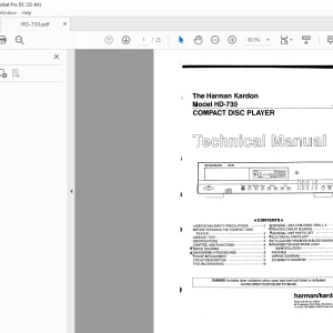 Harman kardon HD-730 COMPACT DISC PLAYER Technical Manual - PDF