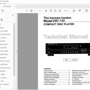 Harman kardon HD-740 COMPACT DISC PLAYER Technical Manual - PDF