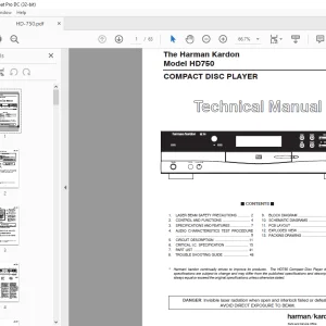 Harman kardon HD-750 COMPACT DISC PLAYER Technical Manual - PDF