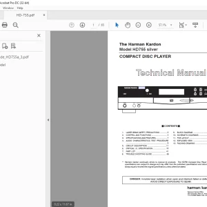 Harman kardon HD-755 Silver COMPACT DISC PLAYER Technical Manual - PDF