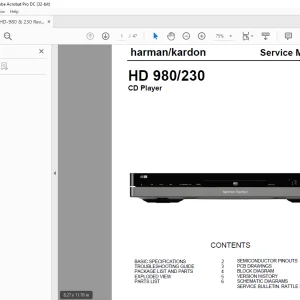 Harman kardon HD 980/230 CD Player SERVICE MANUAL - PDF DOWNLOAD