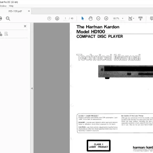 Harman kardon HD100 Compact Disc Player Technical Manual - PDF