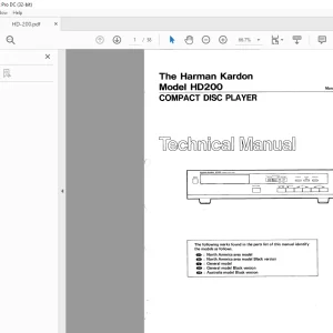 Harman kardon HD200 Compact Disc Player Technical Manual - PDF DOWNLOAD