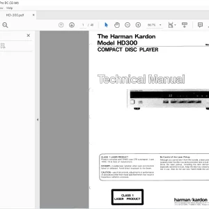 Harman kardon HD300 Compact Disc Player Technical Manual - PDF