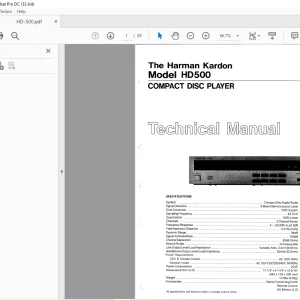 Harman kardon HD500 Compact Disc Player Technical Manual - PDF DOWNLOAD