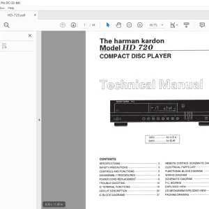 Harman kardon HD720 Compact Disc Player Technical Manual - PDF
