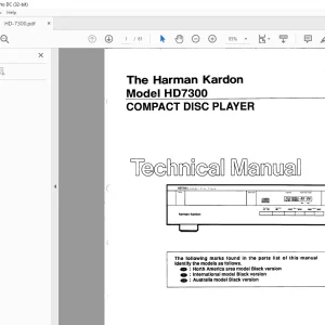 Harman kardon HD7300 COMPACT DISC PLAYER Technical Manual - PDF