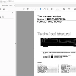 Harman kardon HD7325 HD7225A COMPACT DISC PLAYER Technical Manual - PDF