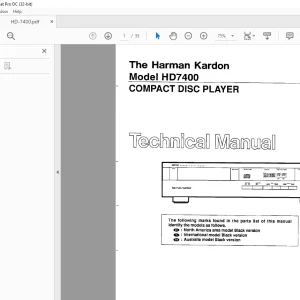 Harman kardon HD7400 COMPACT DISC PLAYER Technical Manual - PDF