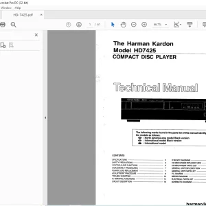 Harman kardon HD7425 COMPACT DISC PLAYER Technical Manual - PDF