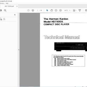 Harman kardon HD7500II COMPACT DISC PLAYER Technical Manual - PDF