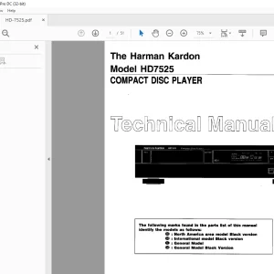 Harman kardon HD7525 COMPACT DISC PLAYER Technical Manual - PDF