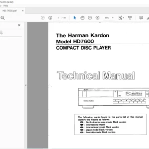 Harman kardon HD7600 COMPACT DISC PLAYER Technical Manual - PDF DOWNLOAD