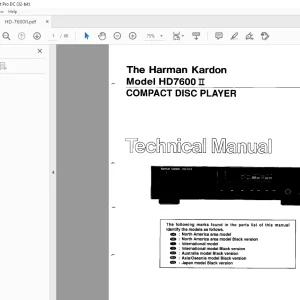 Harman kardon HD7600II COMPACT DISC PLAYER Technical Manual - PDF