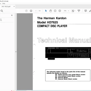 Harman kardon HD7625 COMPACT DISC PLAYER Technical Manual - PDF