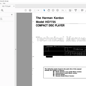 Harman kardon HD7725 COMPACT DISC PLAYER Technical Manual - PDF