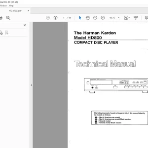 Harman kardon HD800 COMPACT DISC PLAYER Technical Manual - PDF