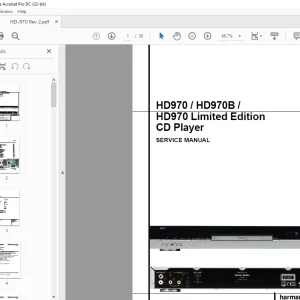 Harman kardon HD970 HD970B Limited Edition CD Player SERVICE MANUAL - PDF