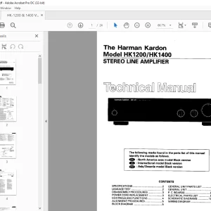 Harman kardon HK 1200/HK 1400 Stereo Line Amplifier Technical Manual  - PDF